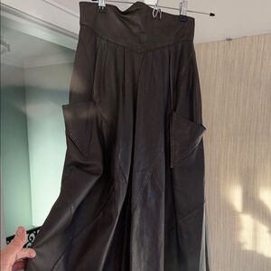 Echtes Leder Elegant midi  Brown Leather Skirt size Italy 36
